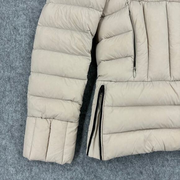 Bomboogie Pure Down Nylon Puffer Jacket Mock Neck Quilted Sand Beige Size 0 - Picture 3 of 14